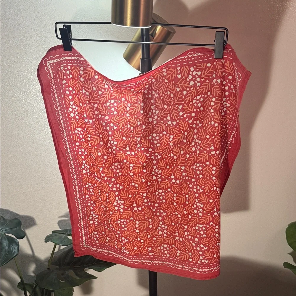 Worn perfectly‎ pre faded Hemlock goods summer cotton Red Floral Bandana 24”